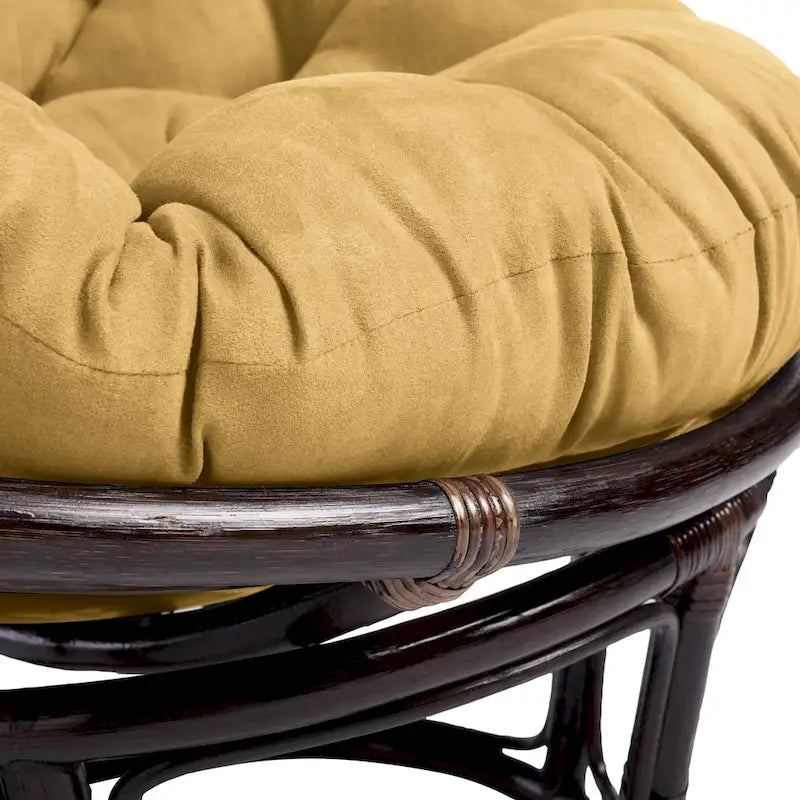 Fauteuil Papasan en rotin Bali de 106,68 cm avec coussin en microsuède