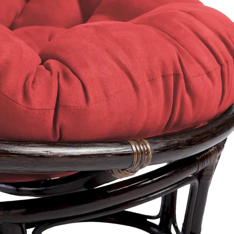 Fauteuil Papasan en rotin Bali de 106,68 cm avec coussin en microsuède