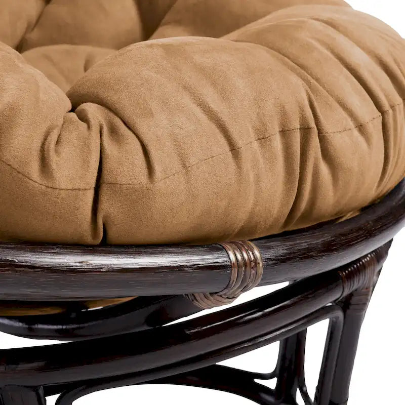 Fauteuil Papasan en rotin Bali de 106,68 cm avec coussin en microsuède