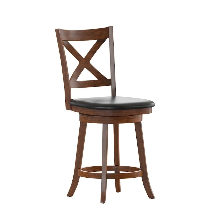 Tabouret de comptoir pivotant en bois, modèle Ladderback, capitonné et moderne