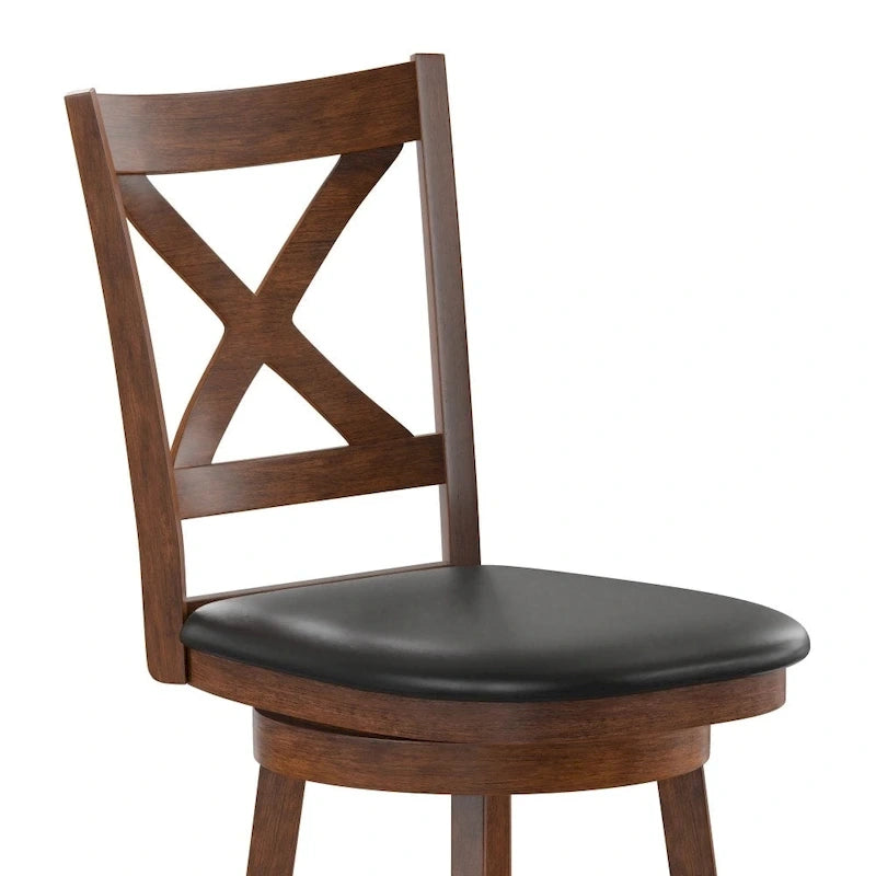Tabouret de comptoir pivotant en bois, modèle Ladderback, capitonné et moderne