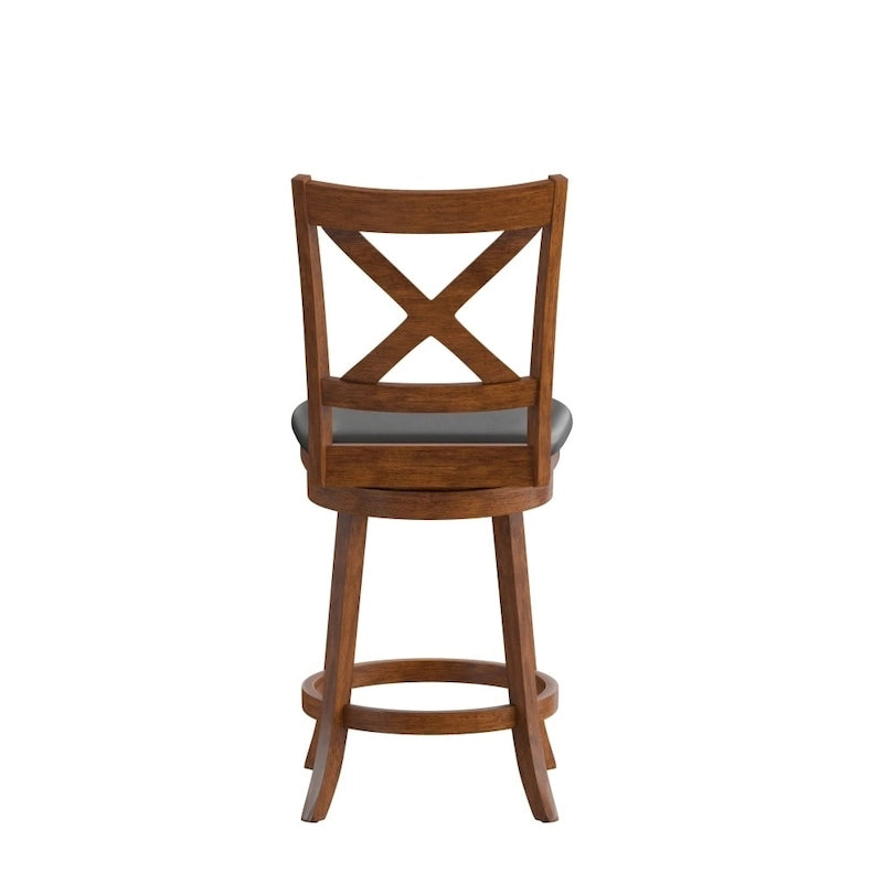 Tabouret de comptoir pivotant en bois, modèle Ladderback, capitonné et moderne