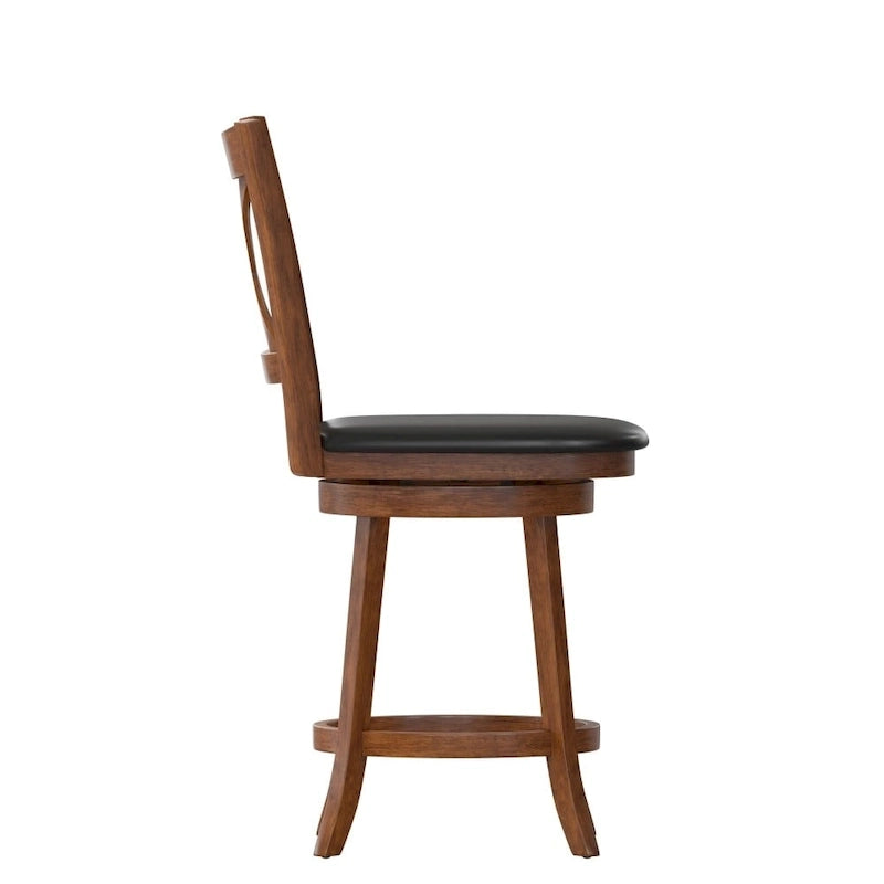 Tabouret de comptoir pivotant en bois, modèle Ladderback, capitonné et moderne
