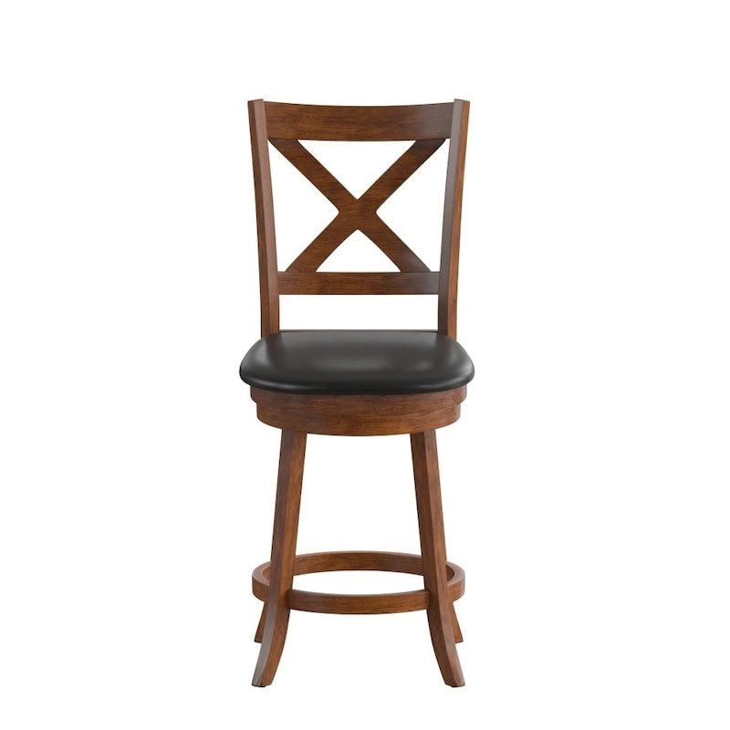 Tabouret de comptoir pivotant en bois, modèle Ladderback, capitonné et moderne