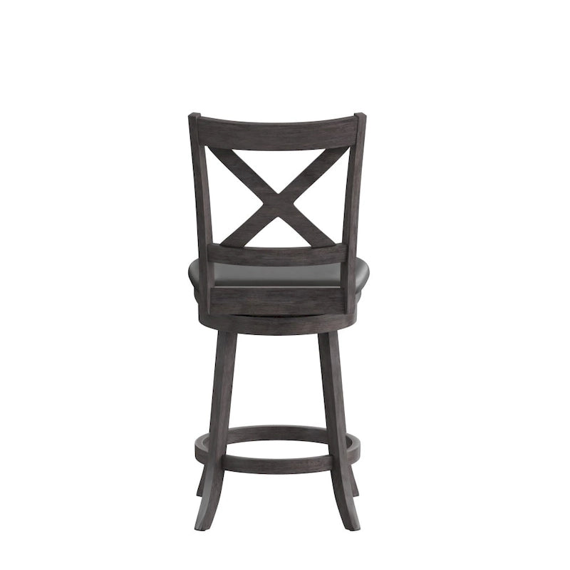 Tabouret de comptoir pivotant en bois, modèle Ladderback, capitonné et moderne
