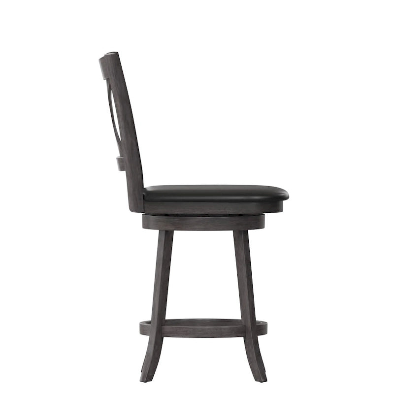 Tabouret de comptoir pivotant en bois, modèle Ladderback, capitonné et moderne