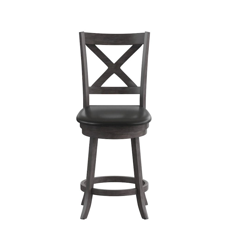 Tabouret de comptoir pivotant en bois, modèle Ladderback, capitonné et moderne