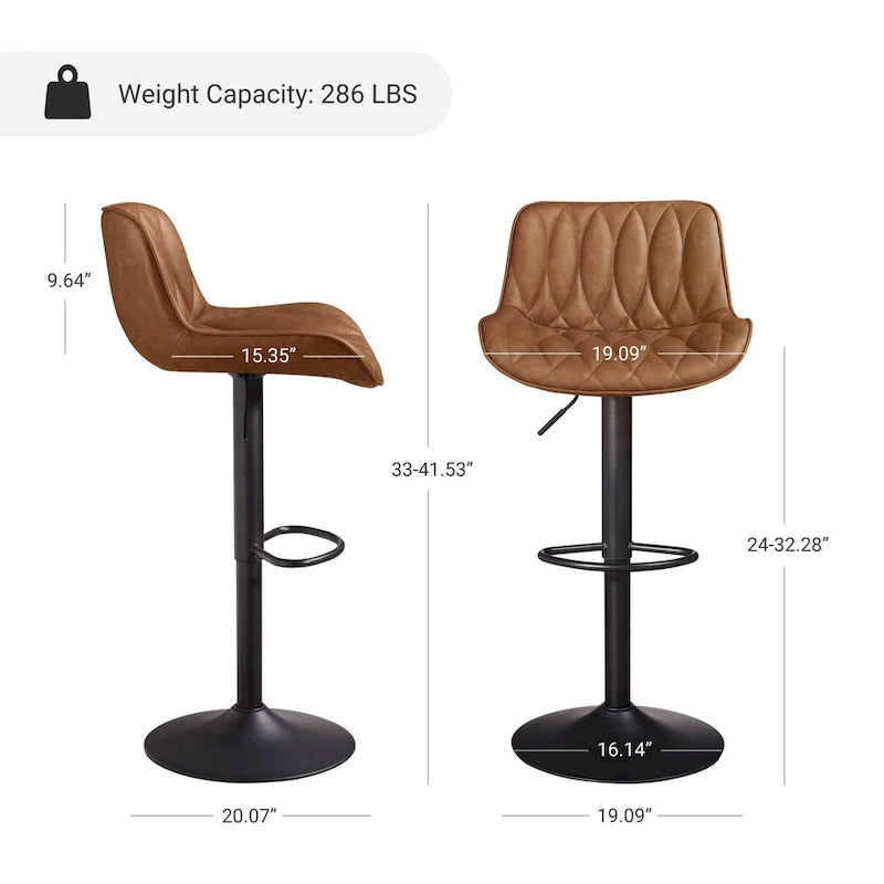 Tabouret de bar pivotant et réglable en cuir PU (lot de 2)