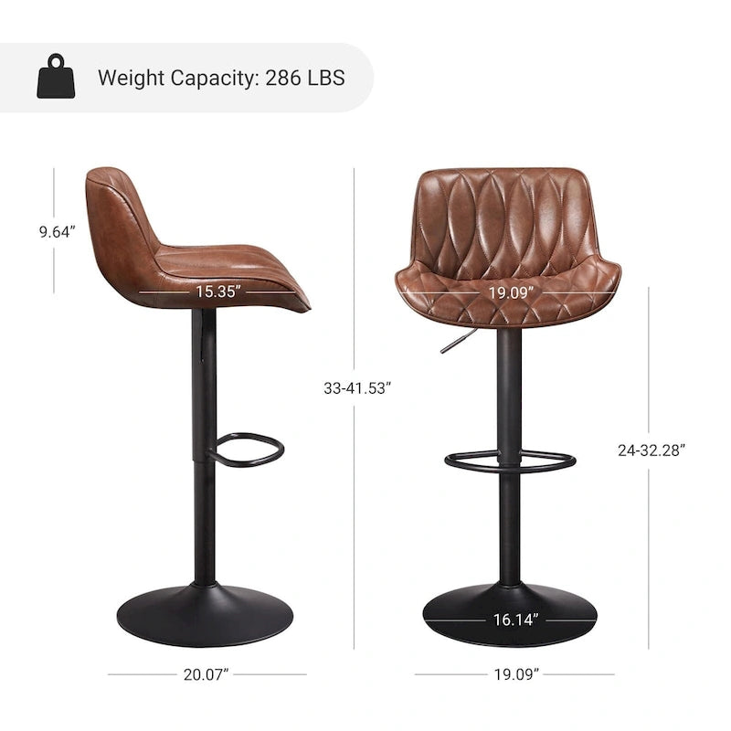 Tabouret de bar pivotant et réglable en cuir PU (lot de 2)