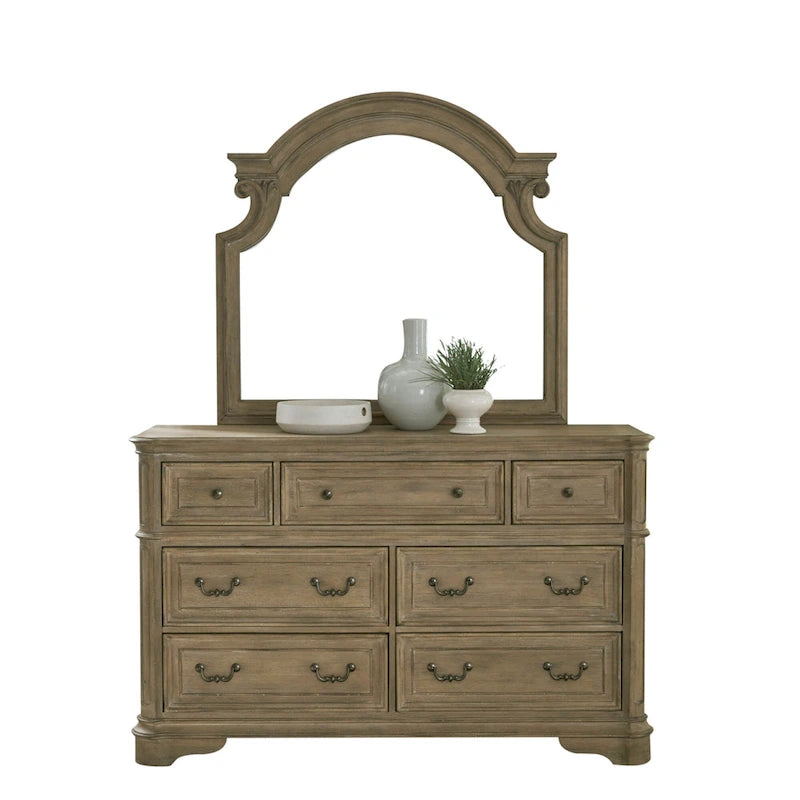 Commode et miroir de chambre Magnolia Manor en chêne - 2 options de finition