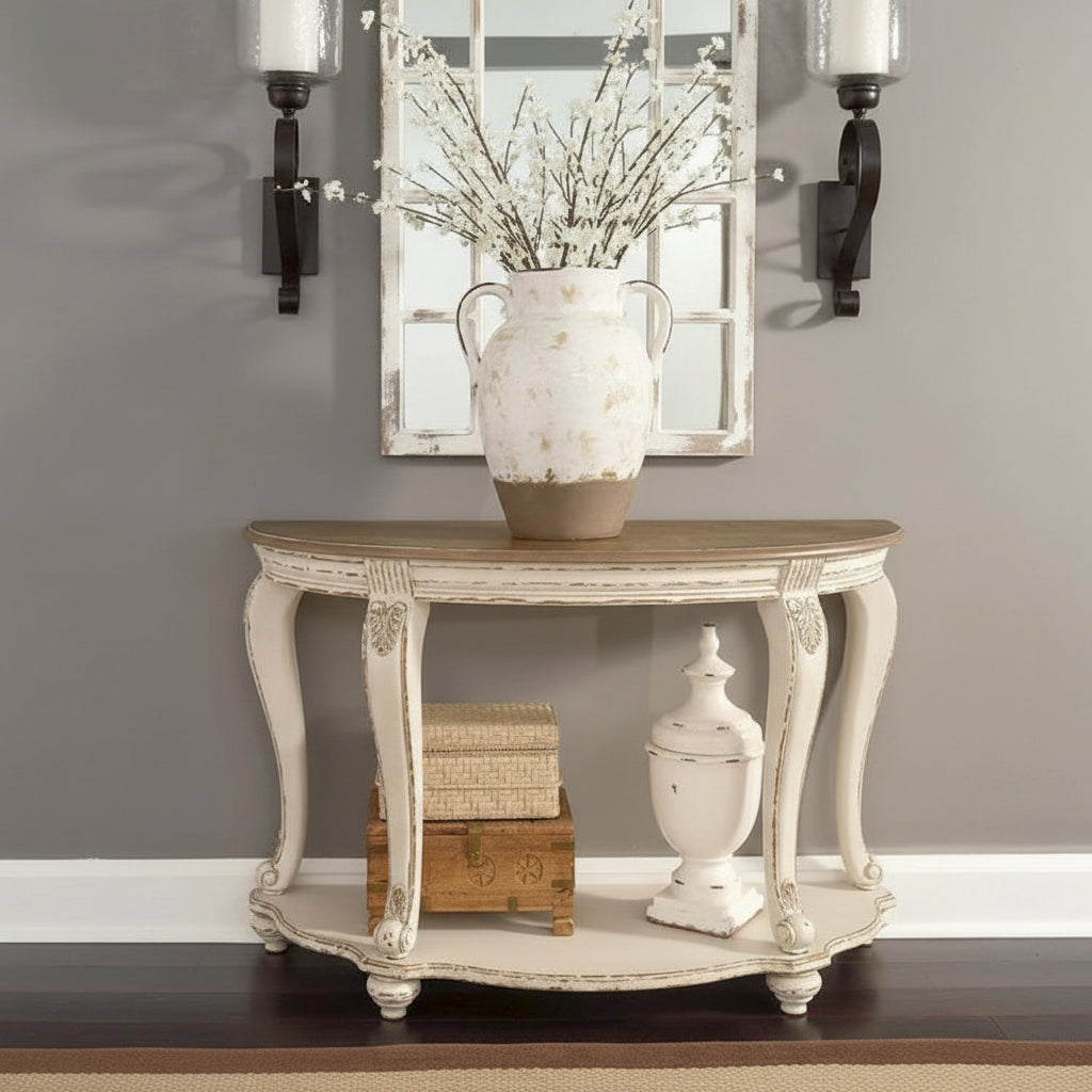 Signature Design by Ashley Realyn Sofa Table - White/Brown