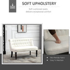 Canapé Homcom sans accoudoirs en tissu rembourré avec capitonnage, pour salon, avec pieds en bois, blanc crème