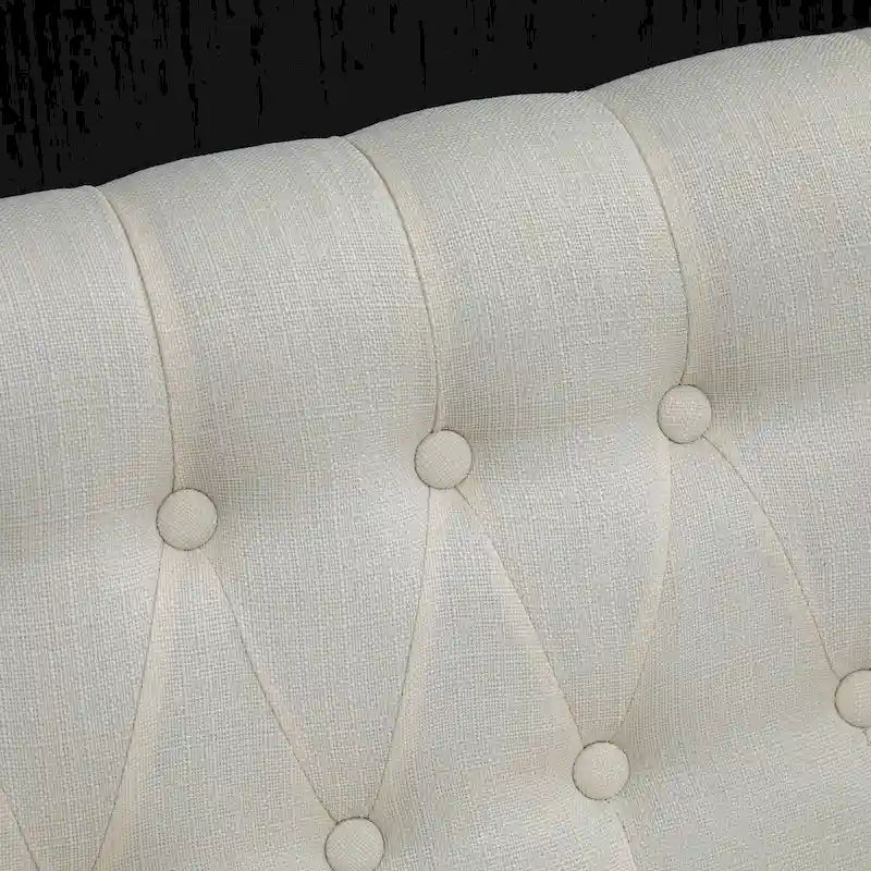 Canapé Homcom sans accoudoirs en tissu rembourré avec capitonnage, pour salon, avec pieds en bois, blanc crème