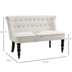 Canapé Homcom sans accoudoirs en tissu rembourré avec capitonnage, pour salon, avec pieds en bois, blanc crème