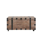 Malle et table d'appoint grises en bois de récupération antique, ensemble de 3