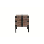 Malle et table d'appoint grises en bois de récupération antique, ensemble de 3