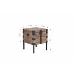 Malle et table d'appoint grises en bois de récupération antique, ensemble de 3
