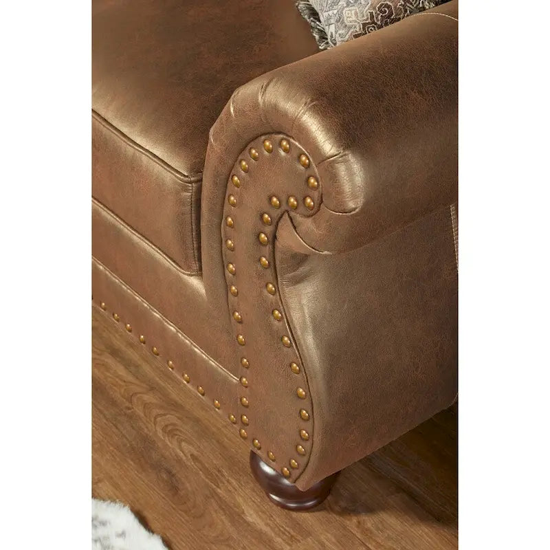 Canapé en tissu Leinster avec clous décoratifs bronze antique en Jetson Ginger