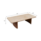 Table basse élégante en acacia et travertin pour un intérieur moderne