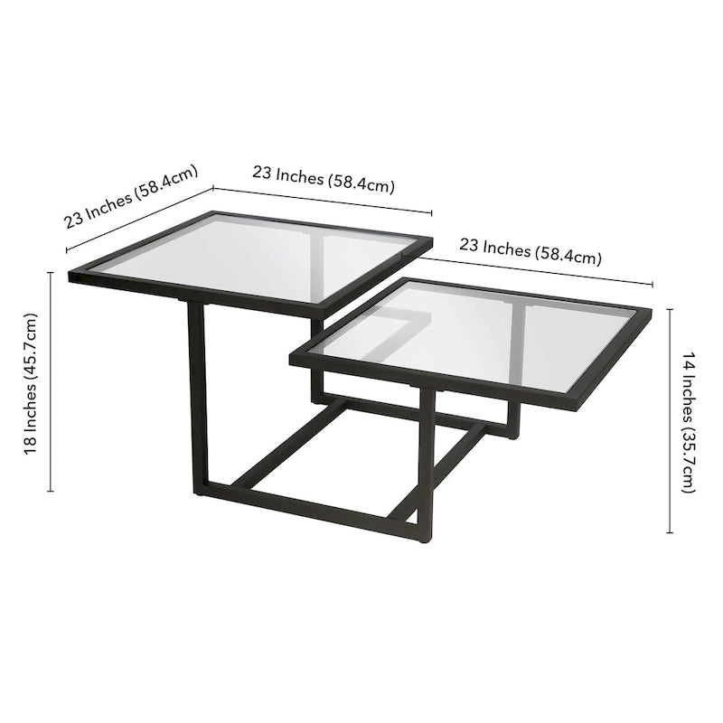 Table Basse à Deux Niveaux en Bronze Noirci Silver Orchid Solm