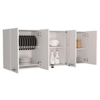 Meuble haut Superior 150 avec portes vitrées, 2 meubles doubles, 4 étagères intérieures, égouttoir et égouttoir à tasses - N/A