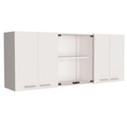 Meuble haut Superior 150 avec portes vitrées, 2 meubles doubles, 4 étagères intérieures, égouttoir et égouttoir à tasses - N/A
