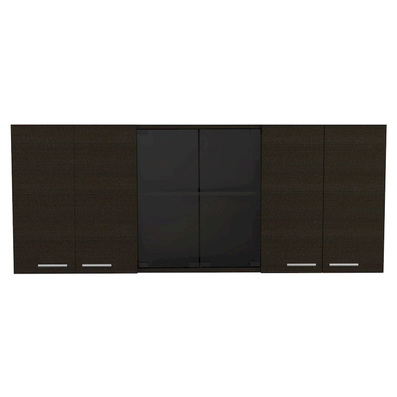 Meuble haut Superior 150 avec portes vitrées, 2 meubles doubles, 4 étagères intérieures, égouttoir et égouttoir à tasses - N/A