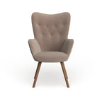 Fauteuil d'appoint en velours à dossier haut et capitonné