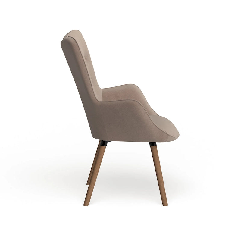 Fauteuil d'appoint en velours à dossier haut et capitonné