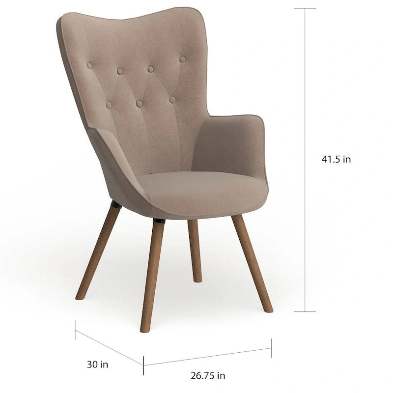 Fauteuil d'appoint en velours à dossier haut et capitonné