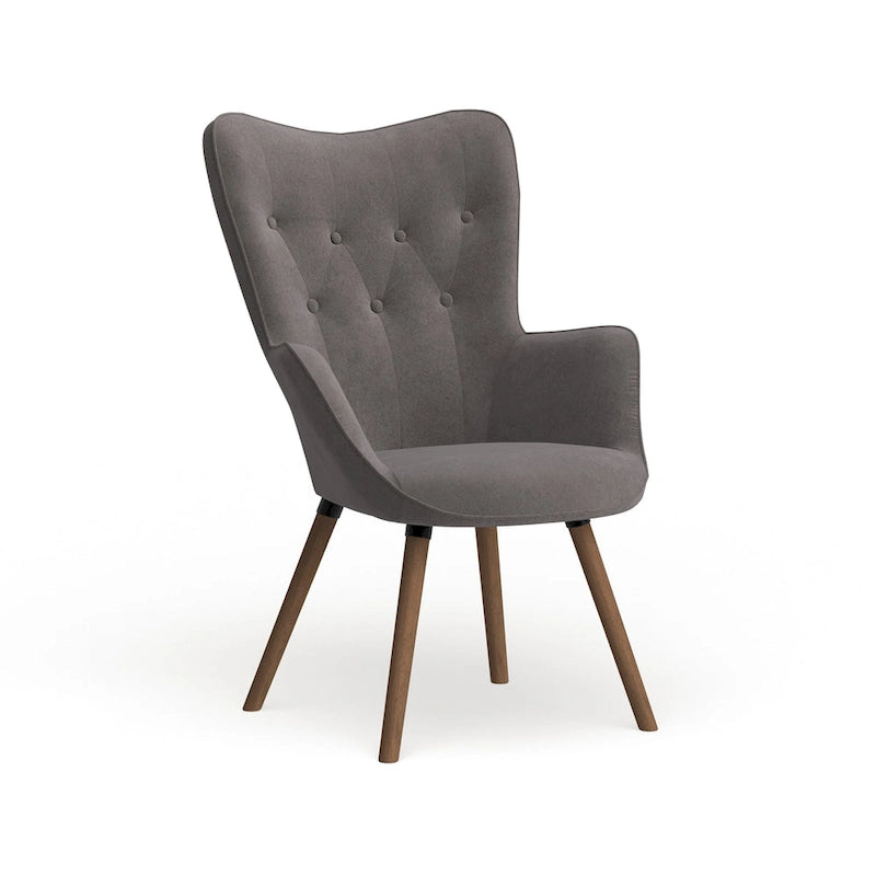 Fauteuil d'appoint en velours à dossier haut et capitonné