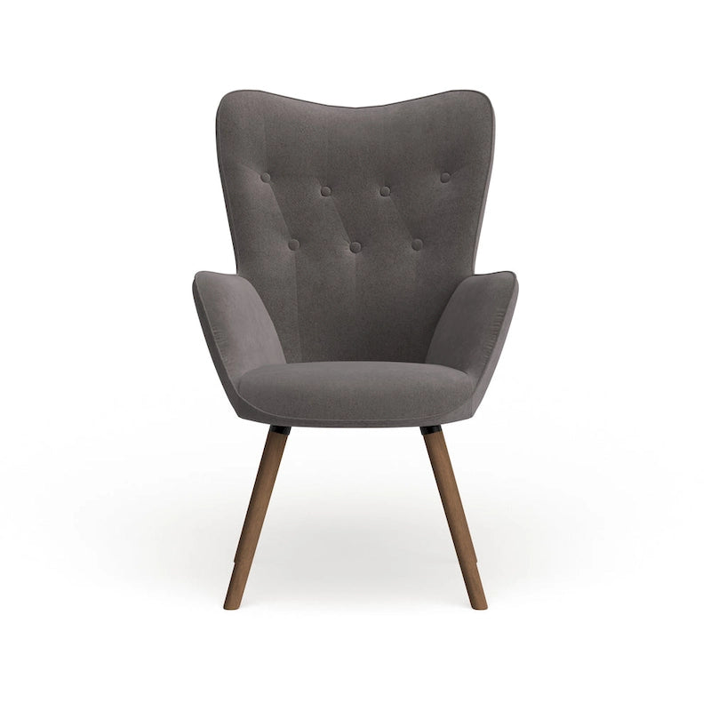 Fauteuil d'appoint en velours à dossier haut et capitonné