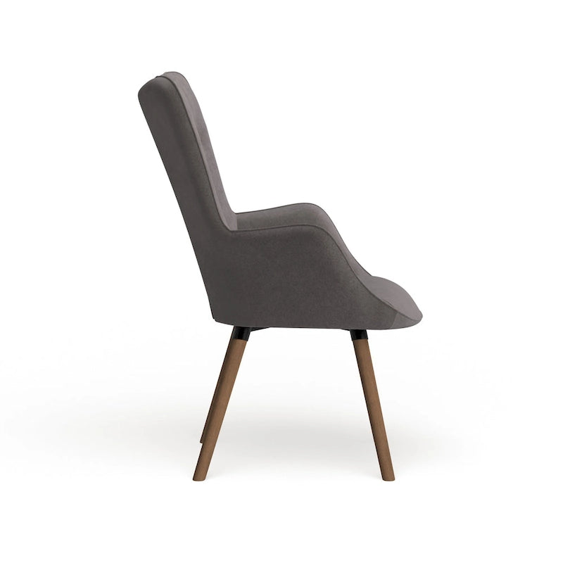 Fauteuil d'appoint en velours à dossier haut et capitonné