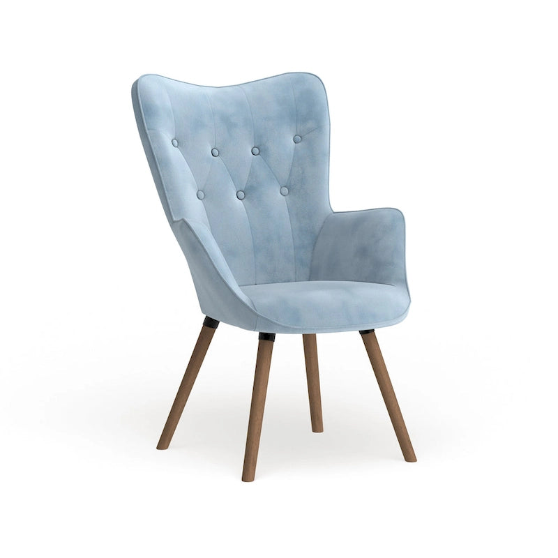 Fauteuil d'appoint en velours à dossier haut et capitonné