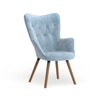 Fauteuil d'appoint en velours à dossier haut et capitonné