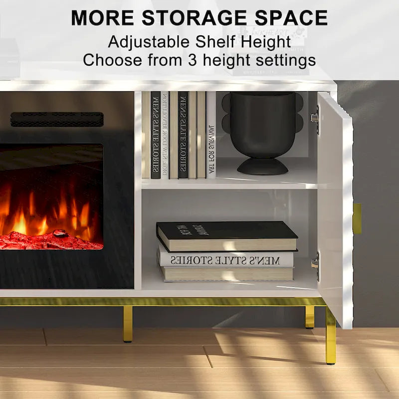 Meuble TV de 70 po avec cheminée électrique de 36 po à feu de bois
