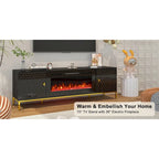 Meuble TV de 70 po avec cheminée électrique de 36 po à feu de bois