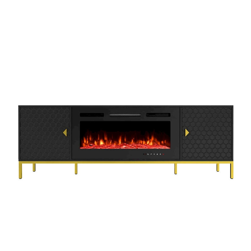 Meuble TV de 70 po avec cheminée électrique de 36 po à feu de bois