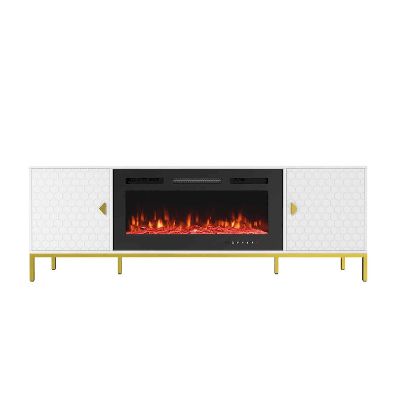 Meuble TV de 70 po avec cheminée électrique de 36 po à feu de bois