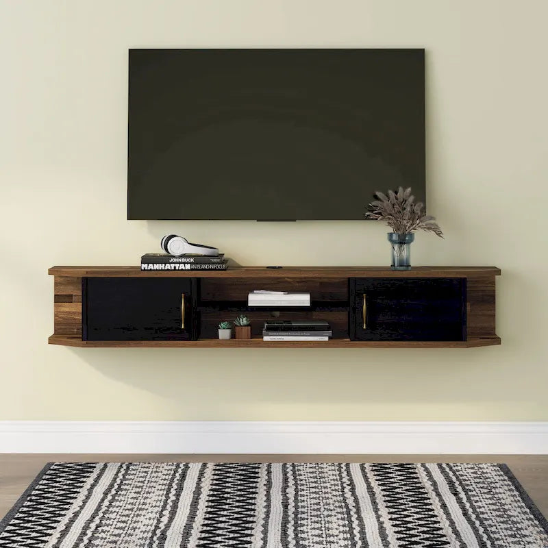 Console TV flottante à 4 étagères de 180 cm de style milieu de siècle