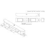 Console TV flottante à 4 étagères de 180 cm de style milieu de siècle