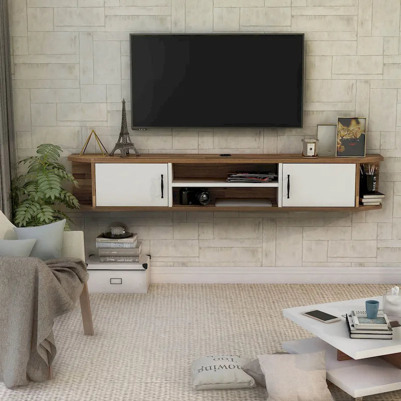 Console TV flottante à 4 étagères de 180 cm de style milieu de siècle