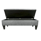 Banc de rangement long capitonné en tissu/bois « Brooke 10 » de couleur unie