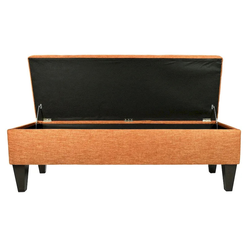 Banc de rangement long capitonné en tissu/bois « Brooke 10 » de couleur unie