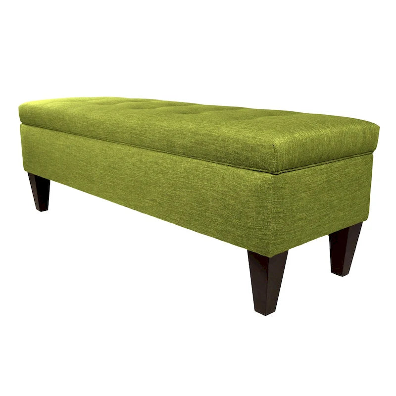 Banc de rangement long capitonné en tissu/bois « Brooke 10 » de couleur unie