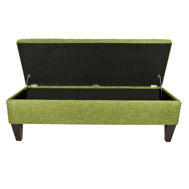 Banc de rangement long capitonné en tissu/bois « Brooke 10 » de couleur unie