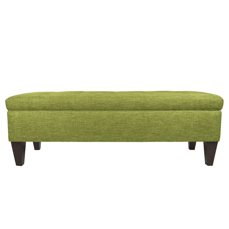 Banc de rangement long capitonné en tissu/bois « Brooke 10 » de couleur unie