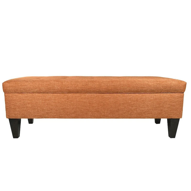 Banc de rangement long capitonné en tissu/bois « Brooke 10 » de couleur unie