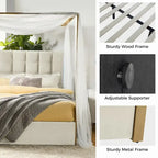 Lit à baldaquin Queen Size Milton contemporain rembourré par