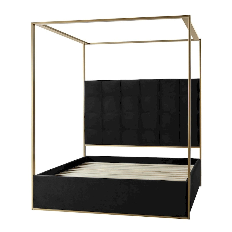 Lit à baldaquin Queen Size Milton contemporain rembourré par